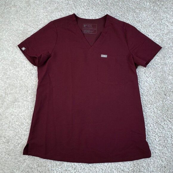 Figs Scrub Set Zamora Jogger & Catarina Top Set Burgundy - Picture 2 of 12